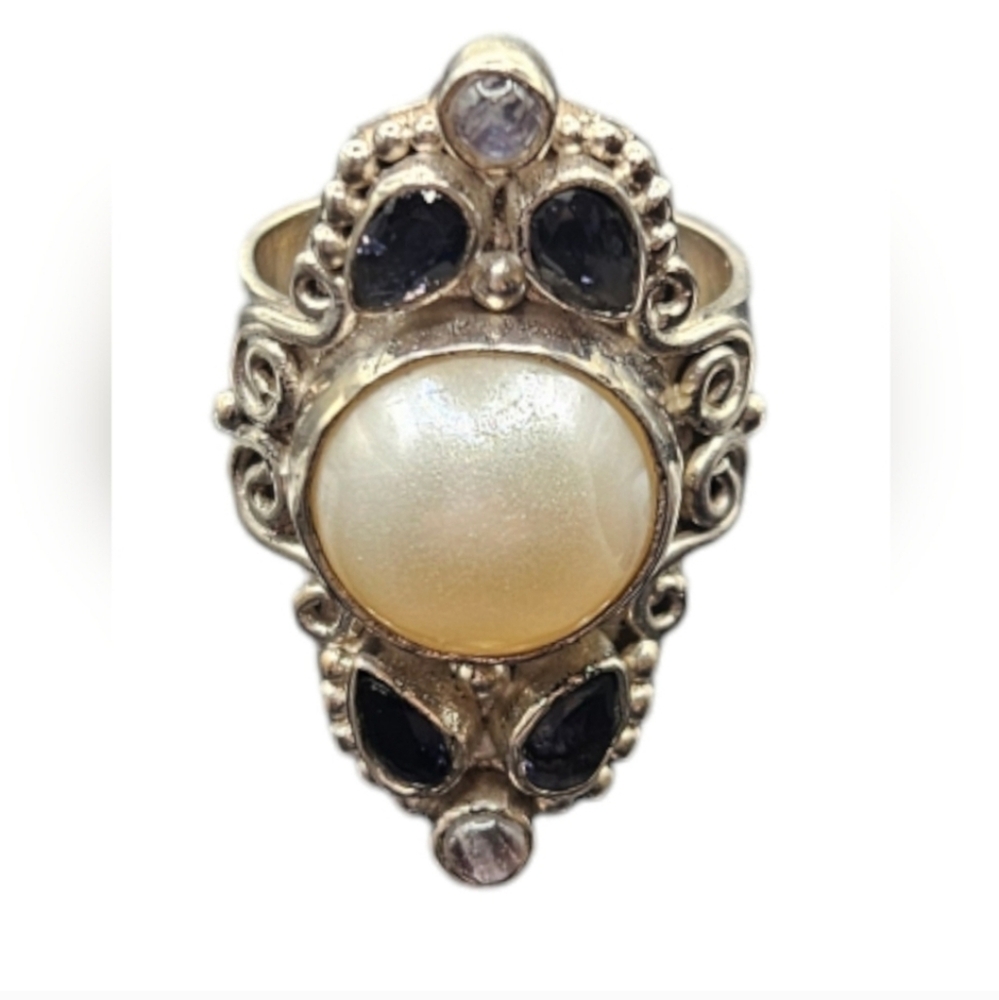 Vintage Mabe Pearl Silver Ring